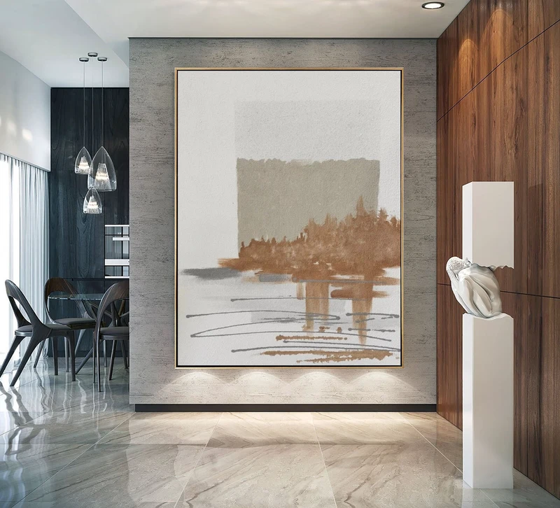 Beige and Brown Textured Canvas Art - Minimalist Abstract Painting for Neutral Homes