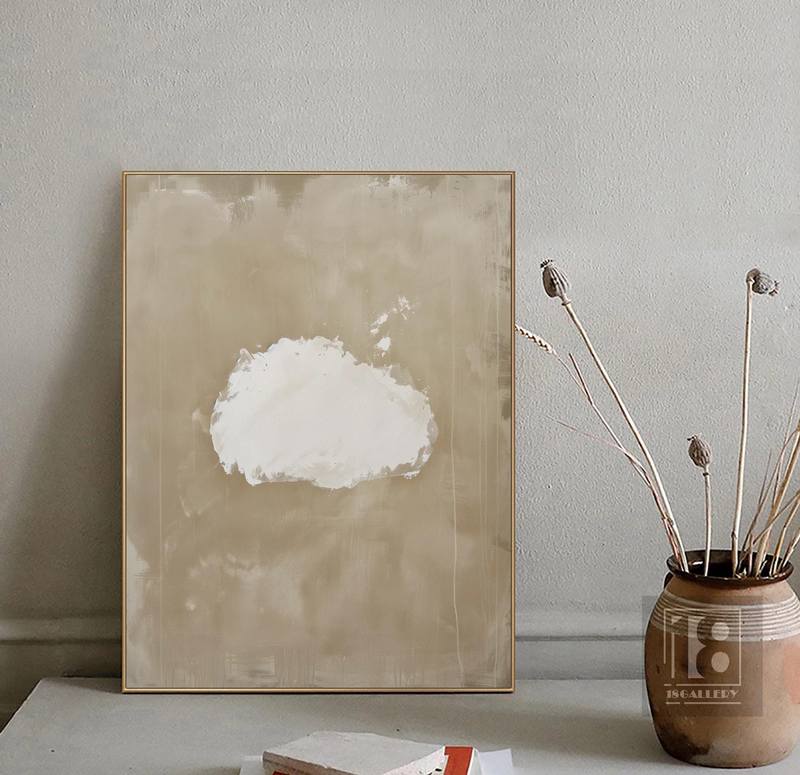 Moody Cloud Wall Art - Framed Abstract Sky Painting for Modern Living Room Decor**  