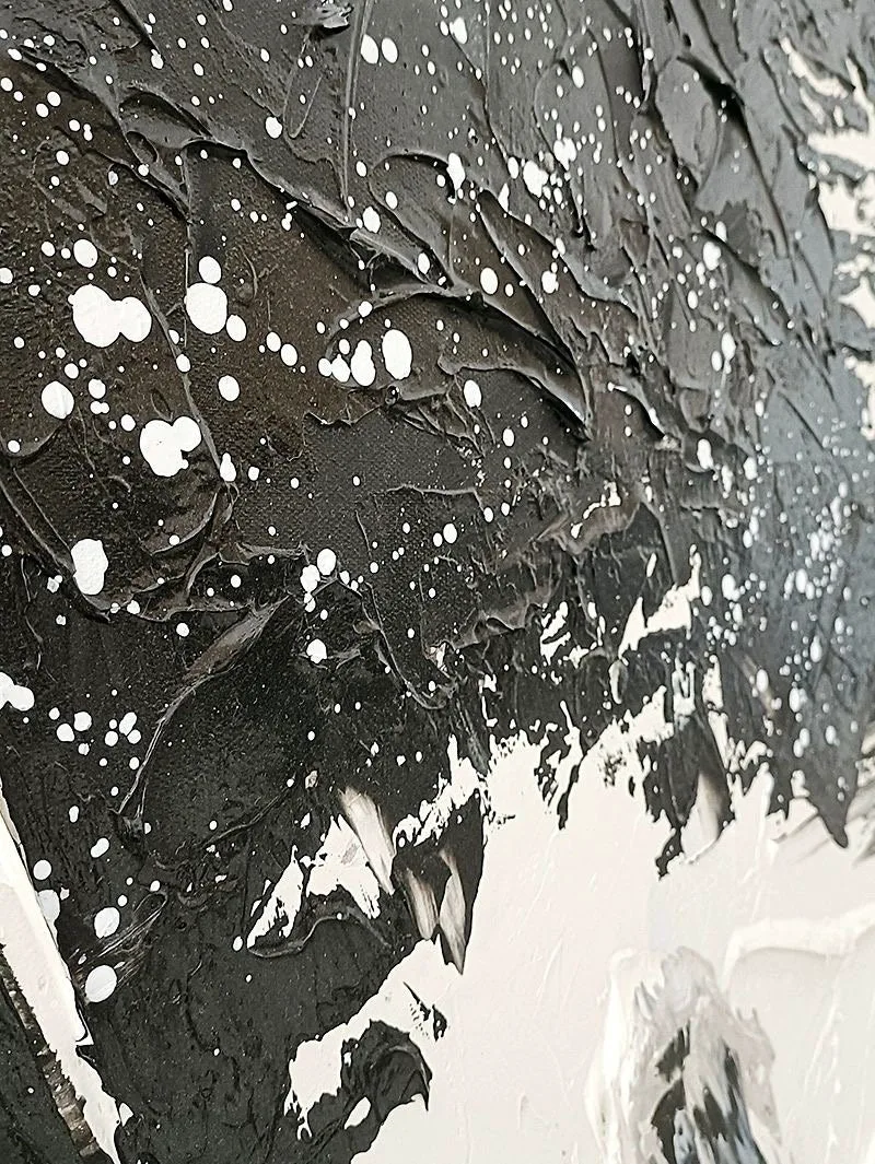 Black & White 3D Textured Wall Art | Abstract Art for Living Room