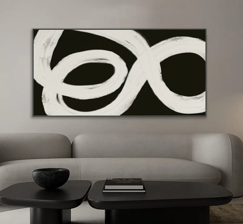 Black and White Minimalist Wall Art | Original Abstract Canvas Painting