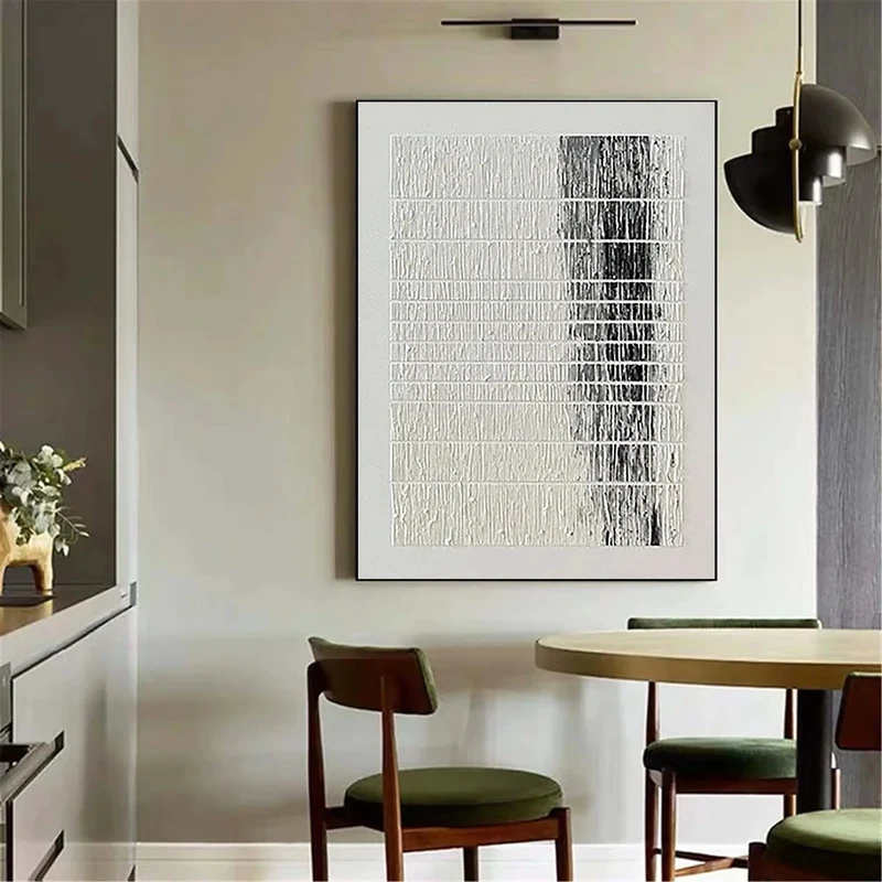 Black & White Minimalist Painting | 3D Textured Wall Art on Canvas