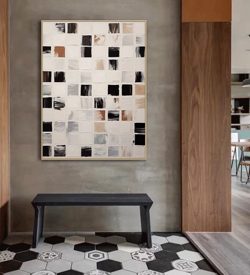 Black & White Minimalist Abstract Painting | Textured Wabi Sabi Wall Art