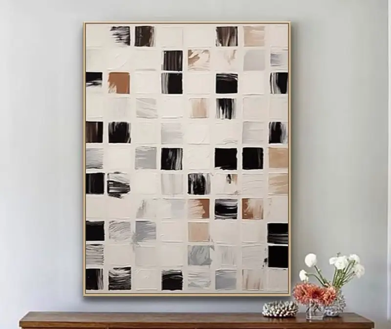 Black & White Minimalist Abstract Painting | Textured Wabi Sabi Wall Art