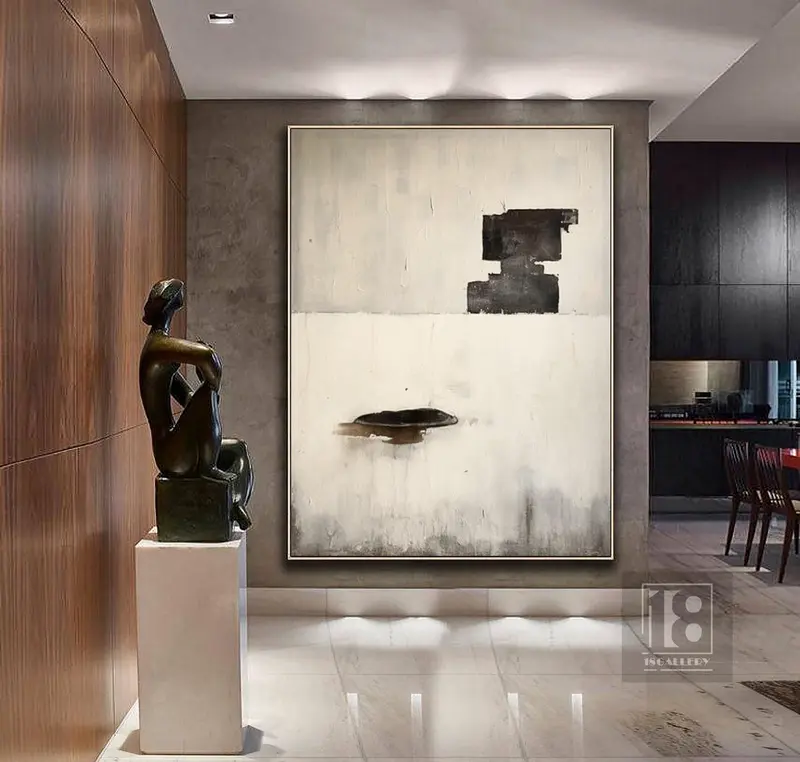 Original Black & White Abstract Painting | Textured Wabi Sabi Wall Art