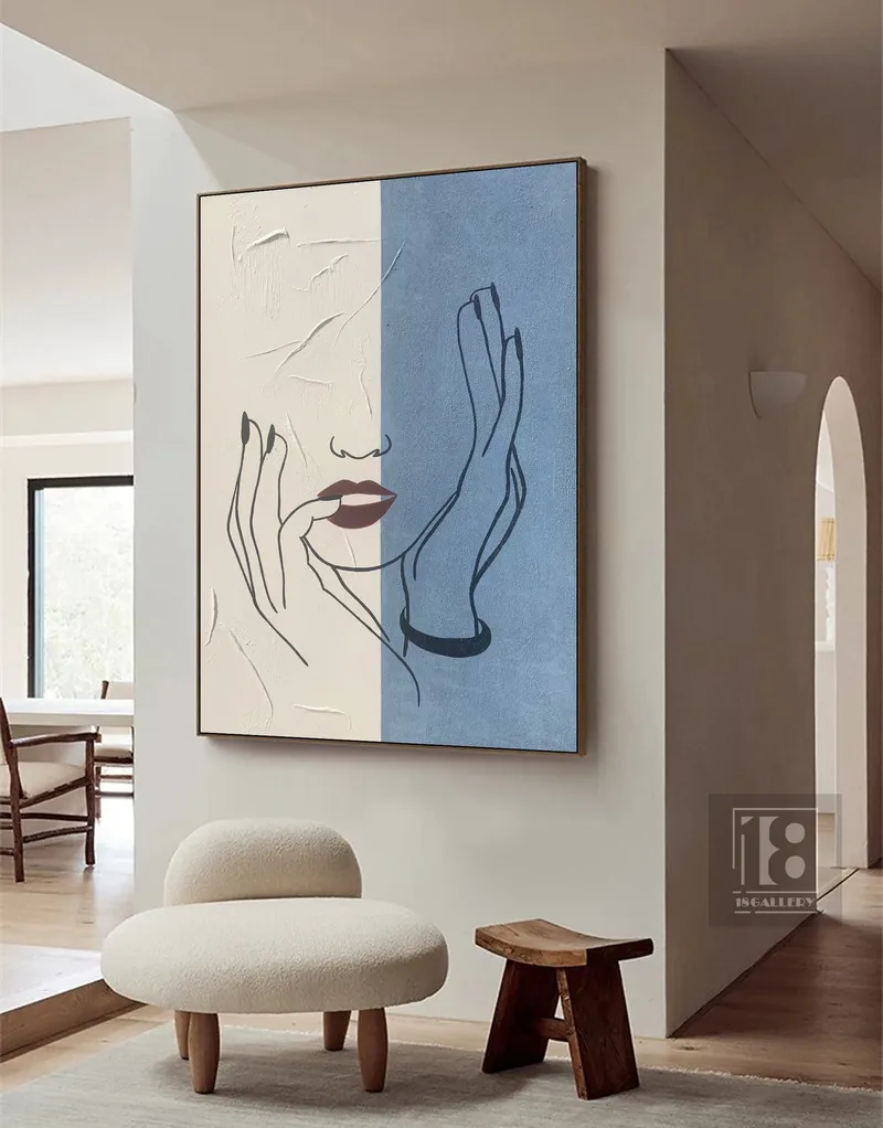 Large Figure Abstract Painting | Wabi Sabi Texture | Modern Line Art
