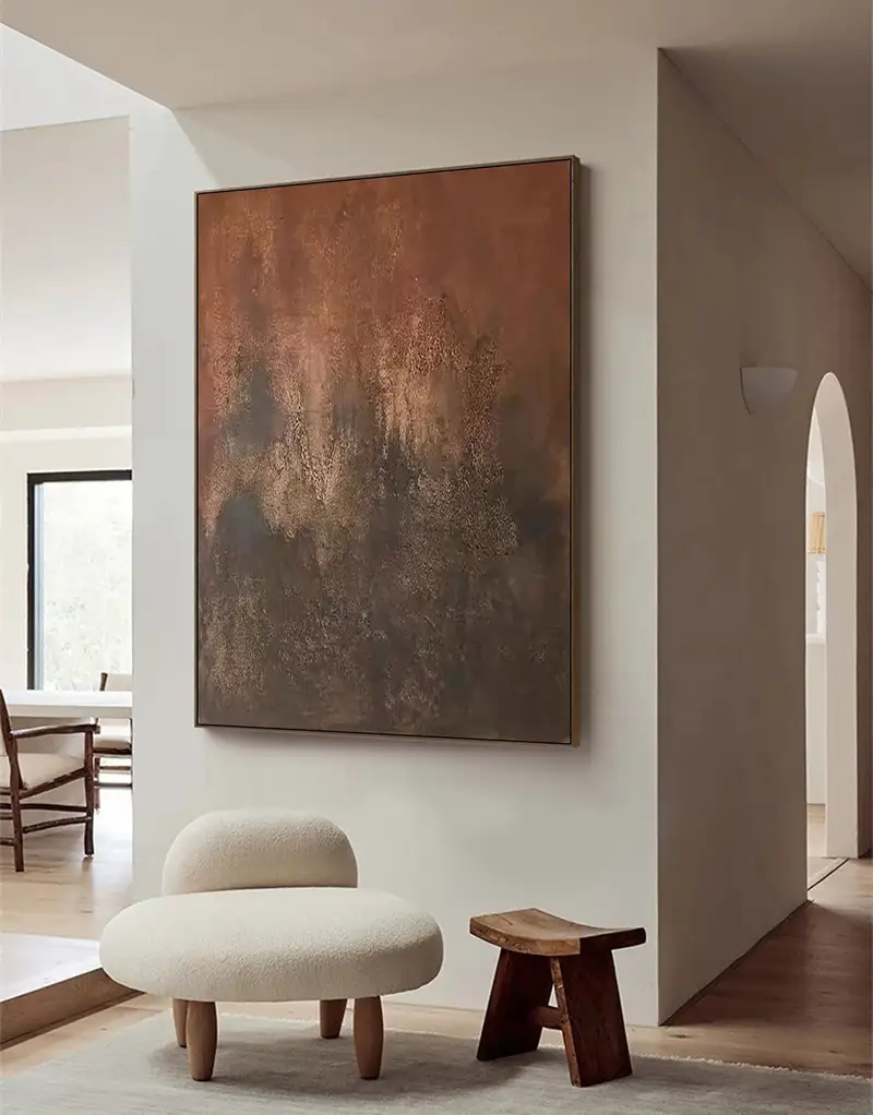 Wabi Sabi Abstract Wall Art | Large Brown Minimalist Painting