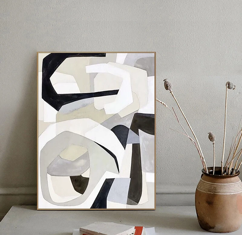 Original Abstract Painting | Gray & White Wall Art | Wabi Sabi Decor