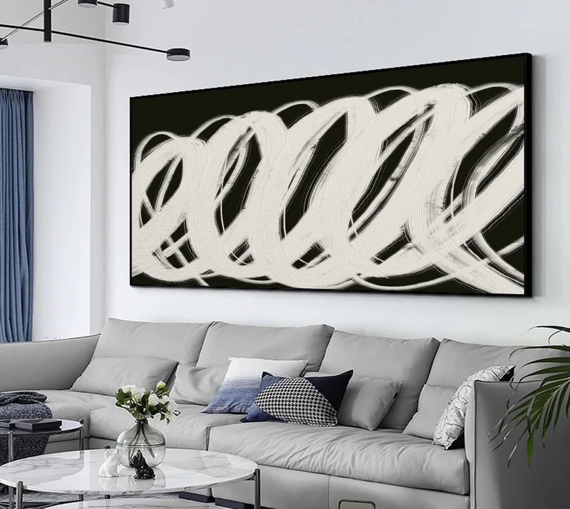 Wabi Sabi Minimalist Painting | Black White Textured Wall Art Decor