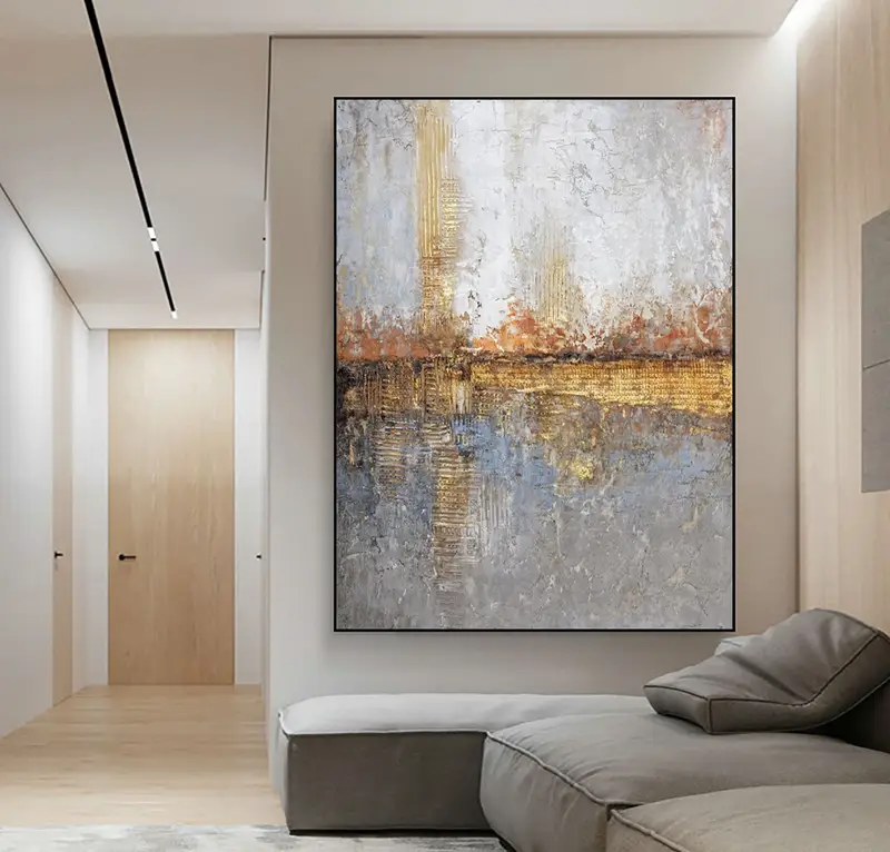 Large Ocean Wave Textured Painting | White & Blue Ocean Canvas Art