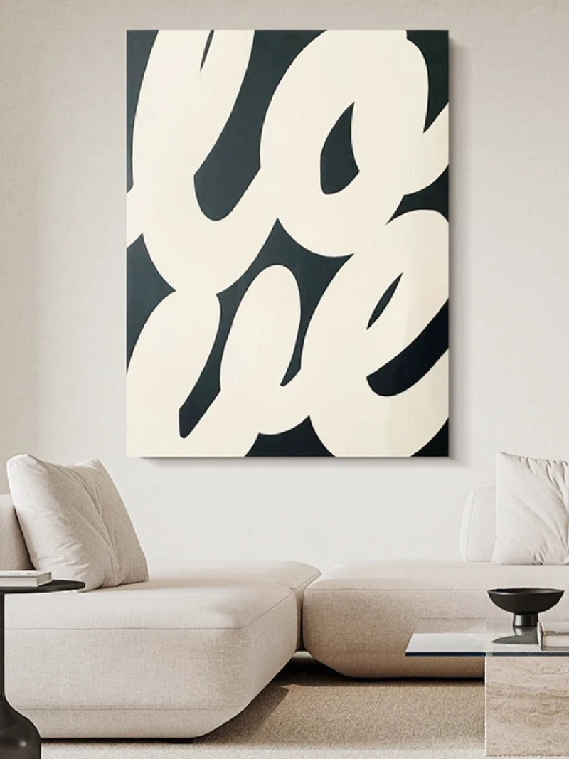Black & White Abstract Painting | Large Textured Canvas Art | Contemporary Style