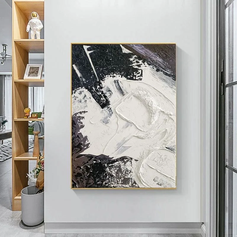 Black & White 3D Textured Wall Art | Abstract Art for Living Room