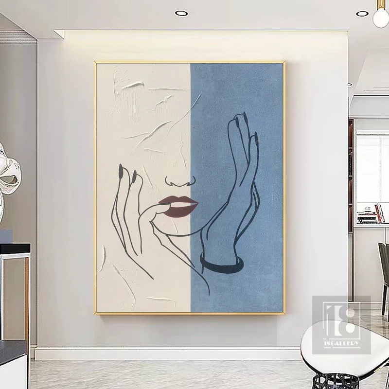 Large Figure Abstract Painting | Wabi Sabi Texture | Modern Line Art