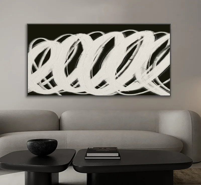 Wabi Sabi Minimalist Painting | Black White Textured Wall Art Decor