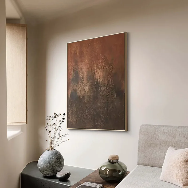 Wabi Sabi Abstract Wall Art | Large Brown Minimalist Painting