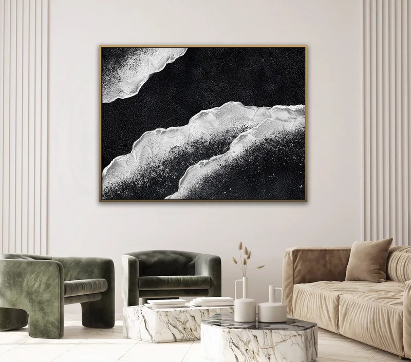 Black & White 3D Textured Wall Art | Original Abstract Painting on Canvas