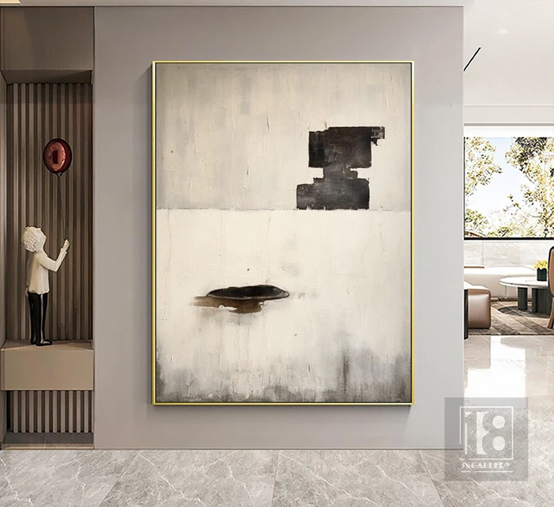 Original Black & White Abstract Painting | Textured Wabi Sabi Wall Art