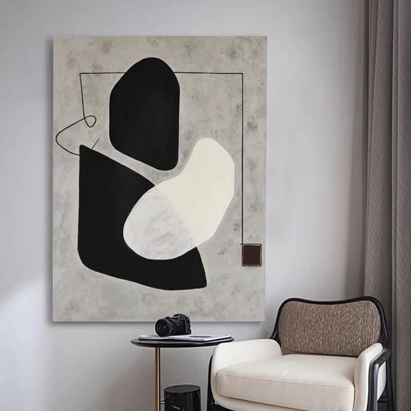 Black & White Abstract Painting | Wabi Sabi Wall Art Decor