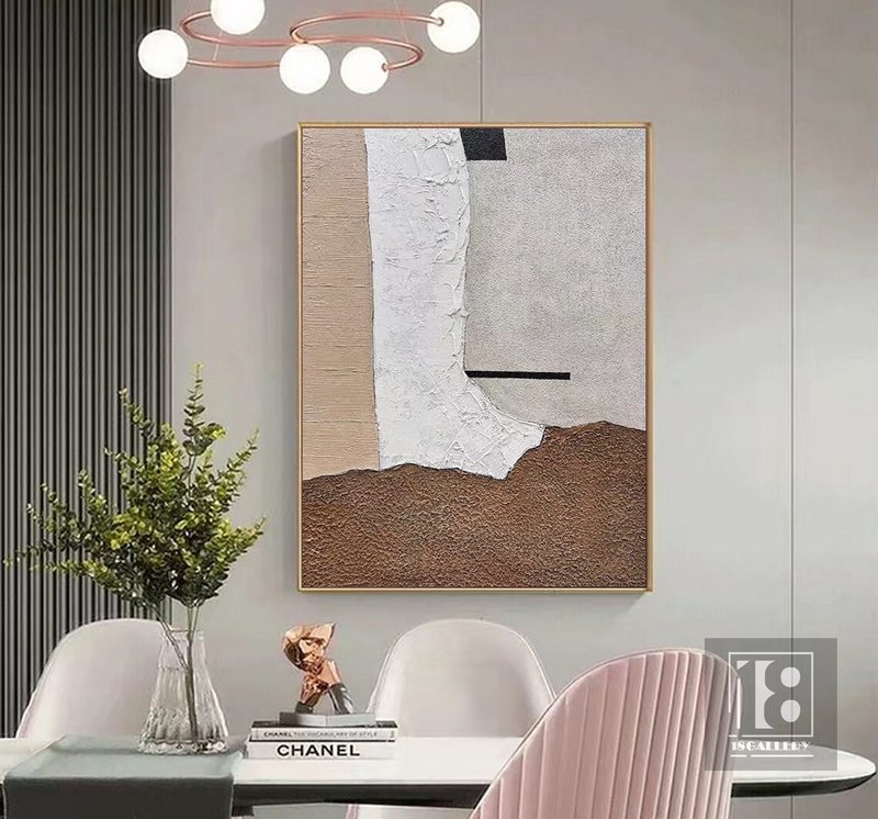 Neutral Minimalist Abstract Painting | Brown, Gray & White Wabi Sabi Art