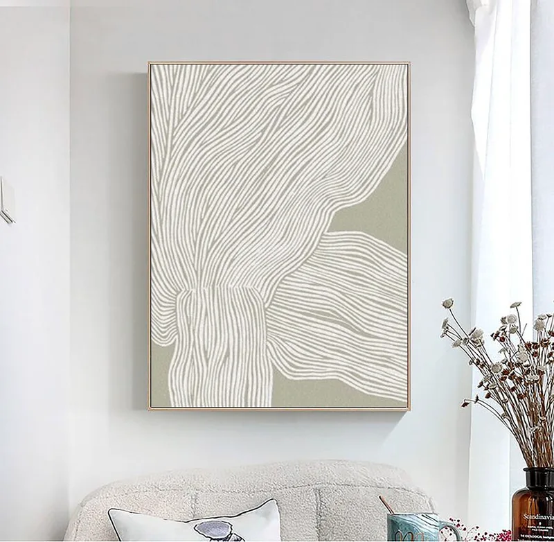 White Ocean Wave Abstract Painting | White Textured Canvas Art | Sea Painting