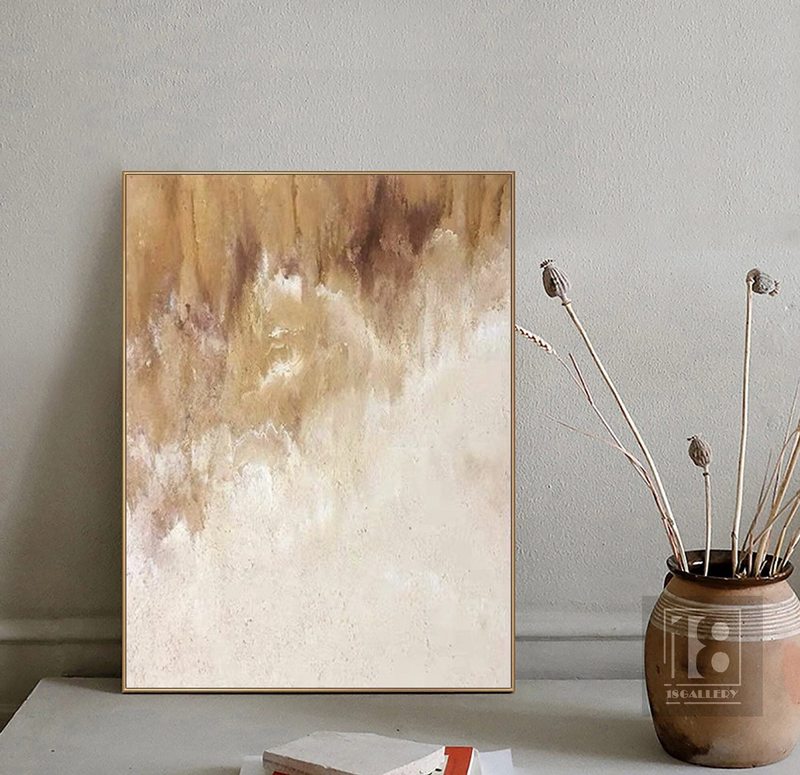 Large Minimalist Abstract Painting | Neutral Beige & White Textured Art