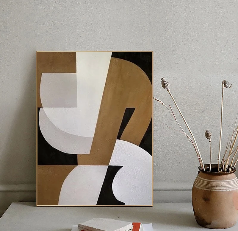 Brown & White Abstract Painting | Minimalist Canvas Art | Wabi Sabi