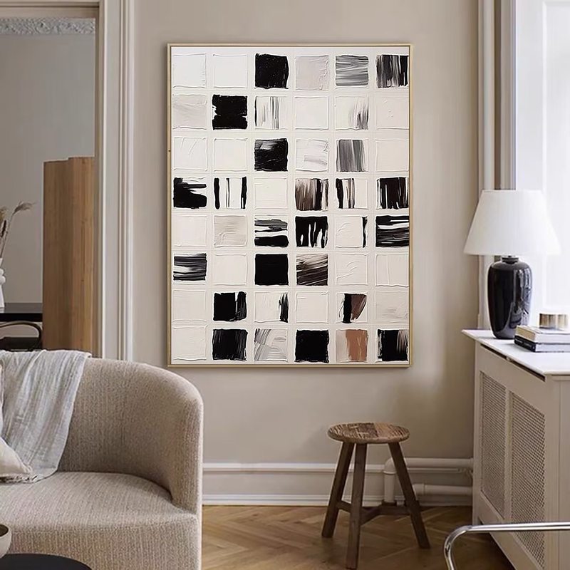 Black & White Wabi Sabi Wall Art | Minimalist Abstract Painting