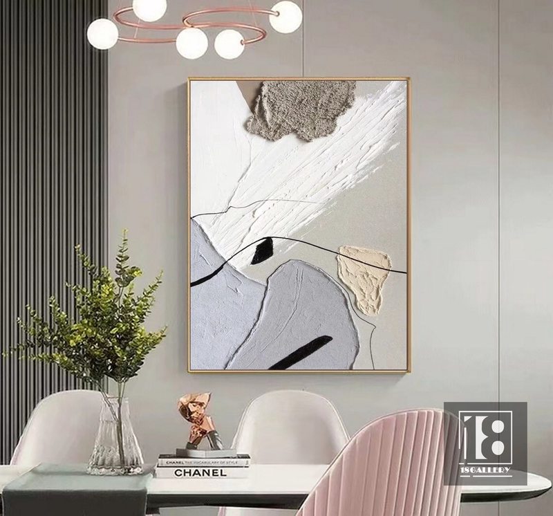 Minimalist Textured Wall Art | Gray & White Abstract Painting | Wabi Sabi