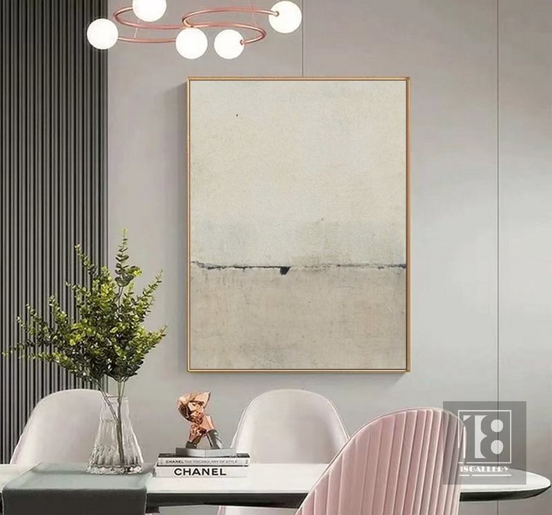Beige Wabi Sabi Wall Art | Beige & White Abstract Painting | Boho Decor