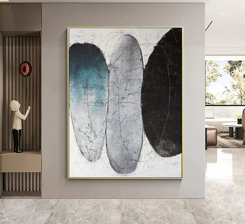 Wabi Sabi Wall Art | Minimalist Abstract Painting | Black, White & Gray