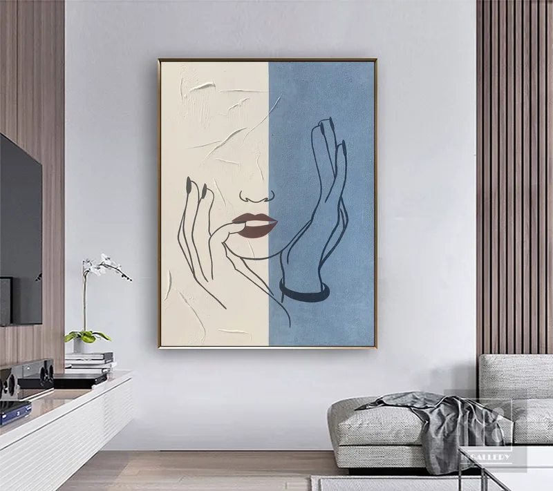 Large Figure Abstract Painting | Wabi Sabi Texture | Modern Line Art