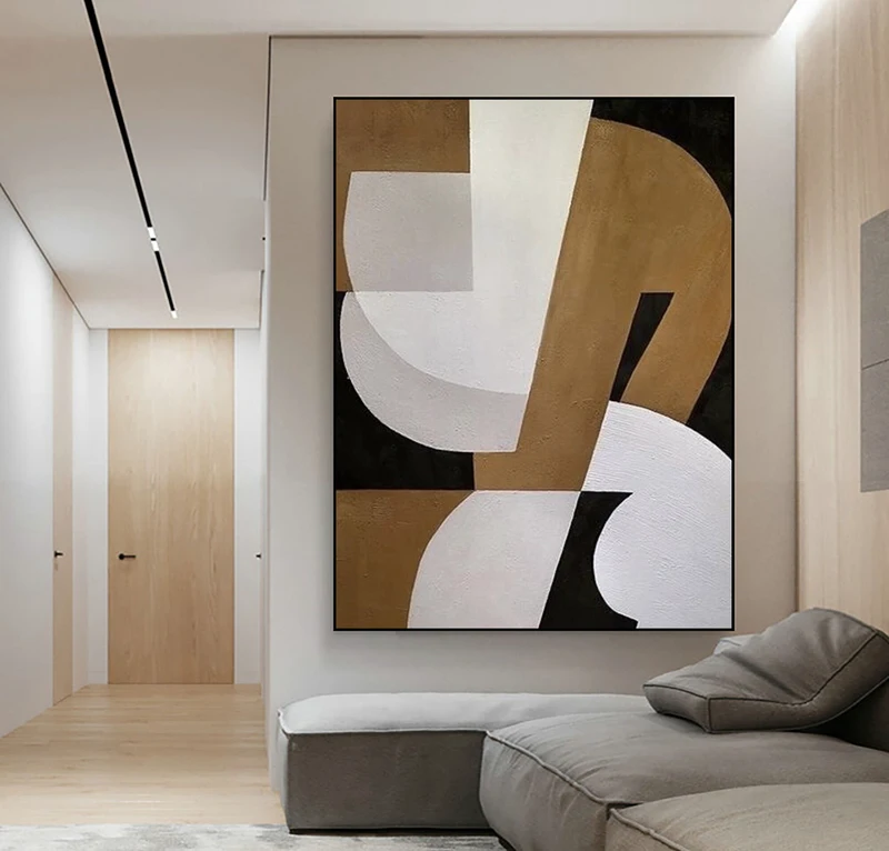Brown & White Abstract Painting | Minimalist Canvas Art | Wabi Sabi