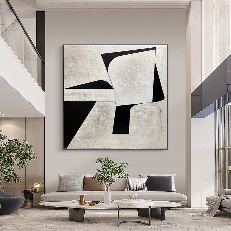 Large Black & White Abstract Painting | Wabi Sabi Textured Wall Art