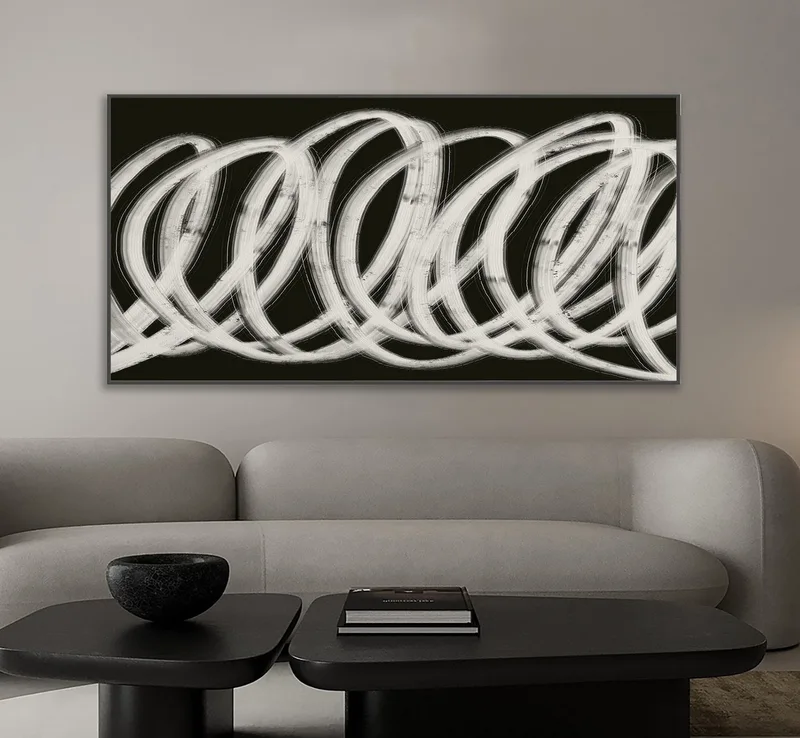 Textured Black White Abstract Painting | Original Canvas Wall Art for Living Room