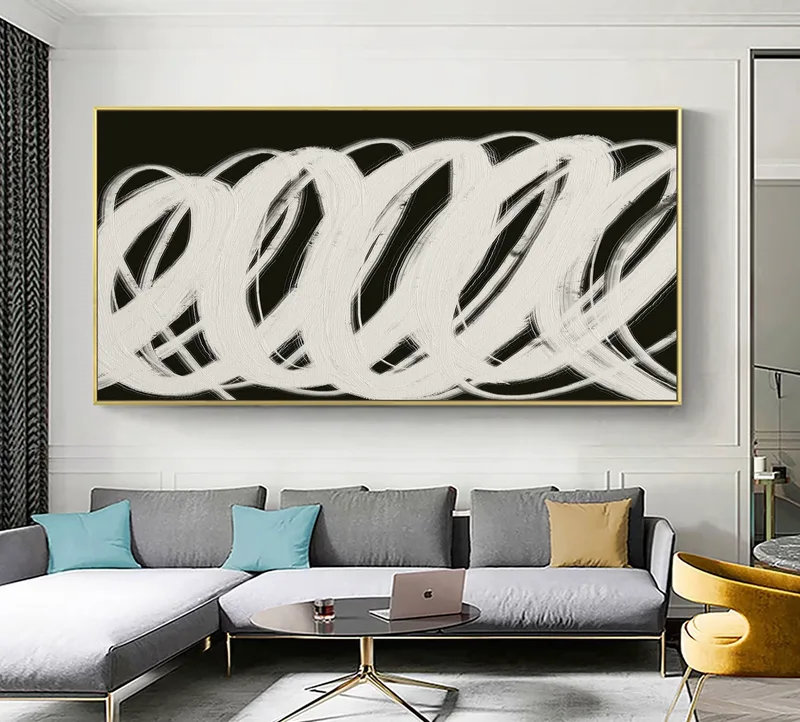 Wabi Sabi Minimalist Painting | Black White Textured Wall Art Decor