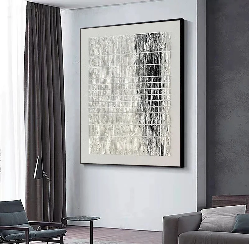Black & White Minimalist Painting | 3D Textured Wall Art on Canvas