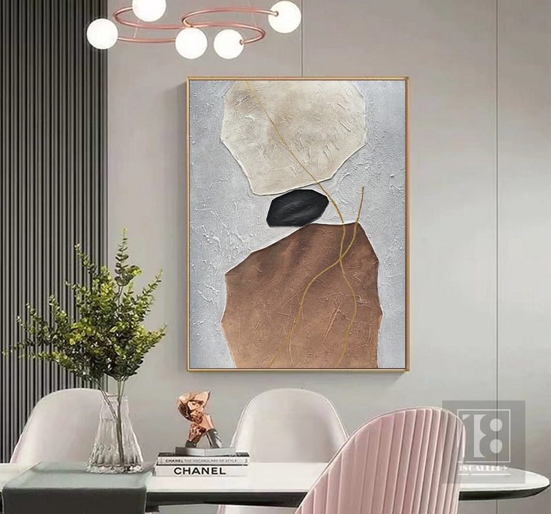 Neutral Gray & Brown Abstract Painting | Modern Minimalist Wabi Sabi Art