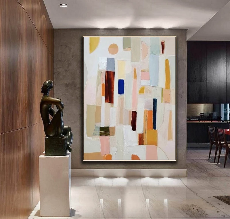 Neutral Abstract Painting | Large Textured Wall Art | Framed Canvas