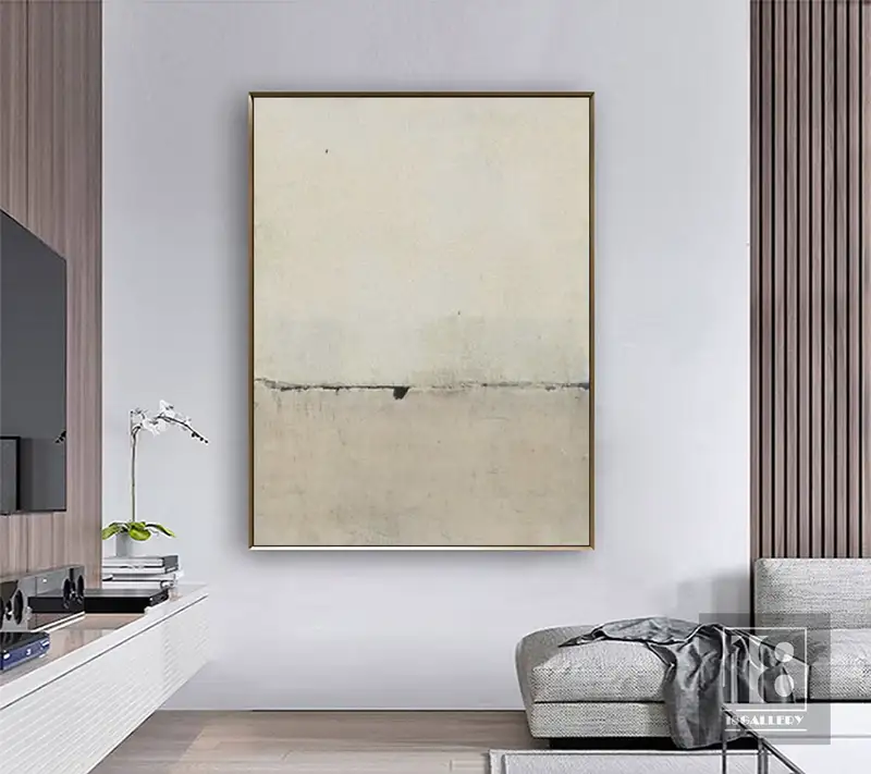 Beige Wabi Sabi Wall Art | Beige & White Abstract Painting | Boho Decor