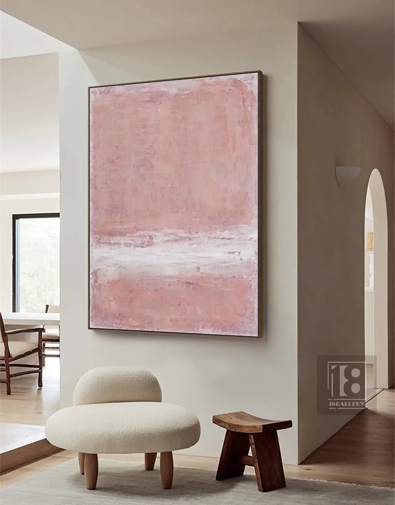 Pink Wabi Sabi Wall Art | Textured Abstract Painting | Neutral Decor