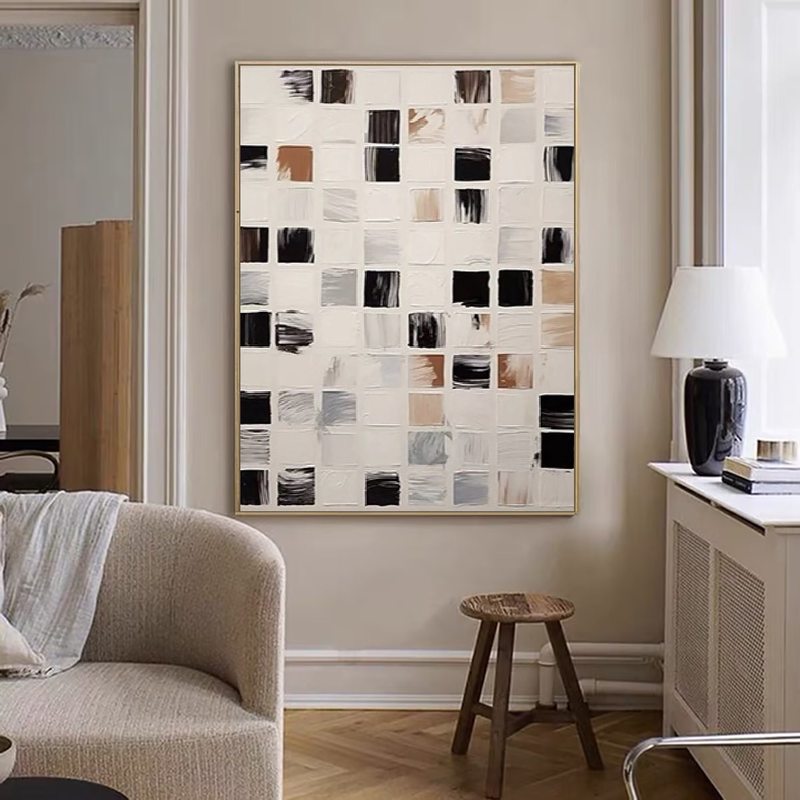 Black & White Minimalist Abstract Painting | Textured Wabi Sabi Wall Art