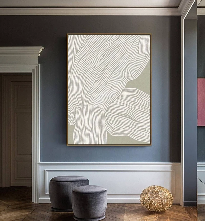 White Ocean Wave Abstract Painting | White Textured Canvas Art | Sea Painting