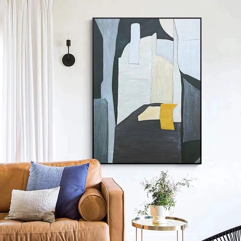 Large Black & White Abstract Painting | Modern Textured Canvas Art