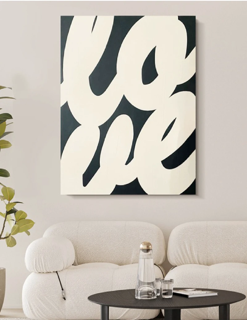 Black & White Abstract Painting | Large Textured Canvas Art | Contemporary Style