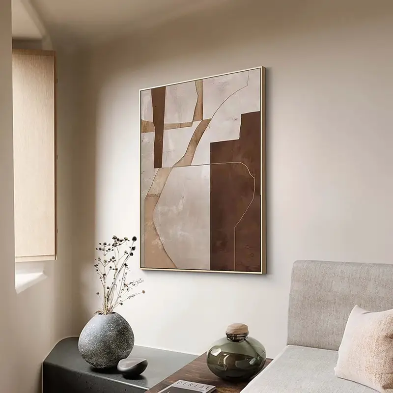 Neutral Minimalist Textured Wall Art | Wabi Sabi Brown Abstract Painting