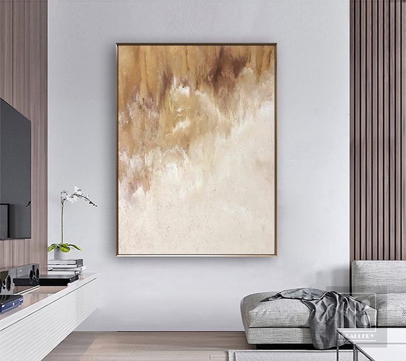 Large Minimalist Abstract Painting | Neutral Beige & White Textured Art