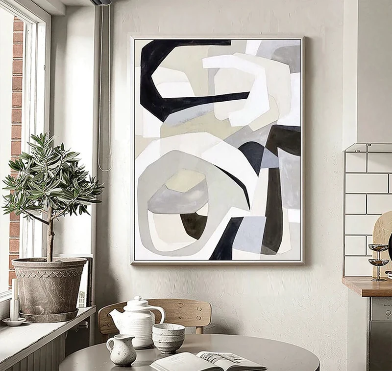 Original Abstract Painting | Gray & White Wall Art | Wabi Sabi Decor