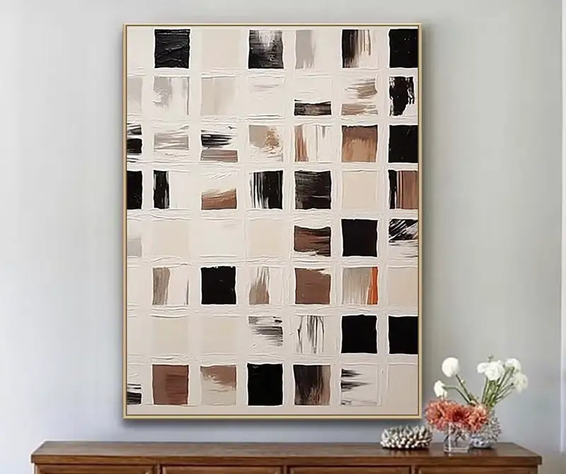 Black & White Textured Abstract Painting | Minimalist Wabi Sabi Wall Art
