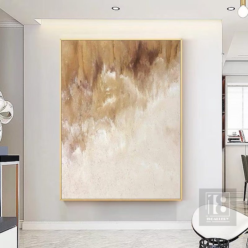Large Minimalist Abstract Painting | Neutral Beige & White Textured Art