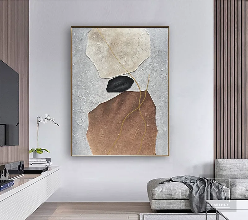 Neutral Gray & Brown Abstract Painting | Modern Minimalist Wabi Sabi Art