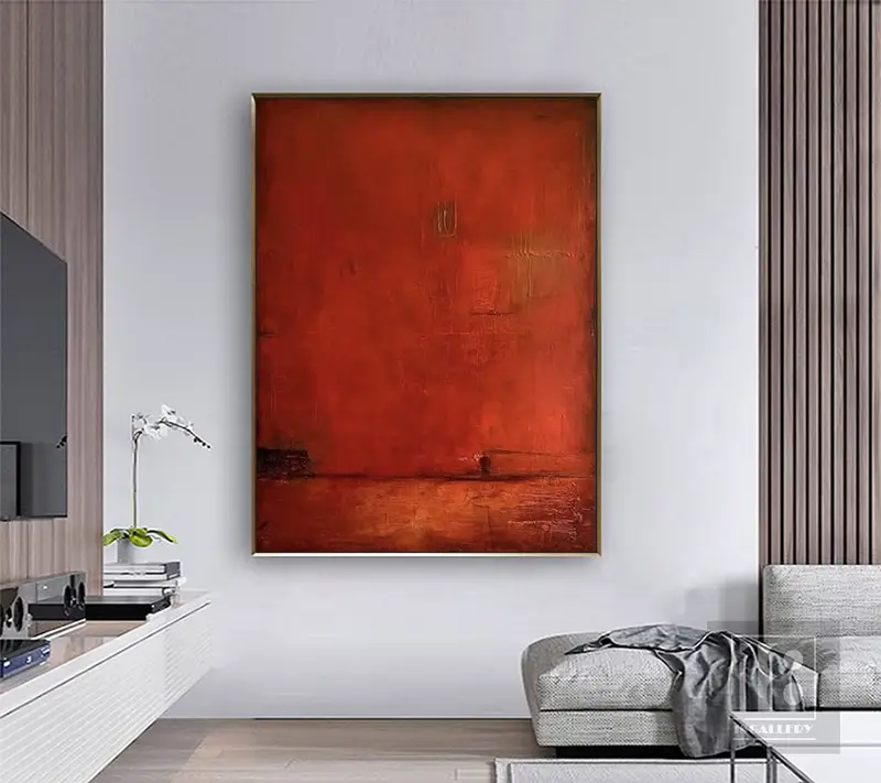 Large Red Abstract Painting | Wabi Sabi Textured Wall Art | Boho Decor